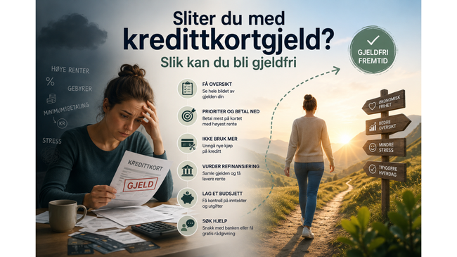Sliter du med kredittkortgjeld? Slik kan du bli gjeldfri