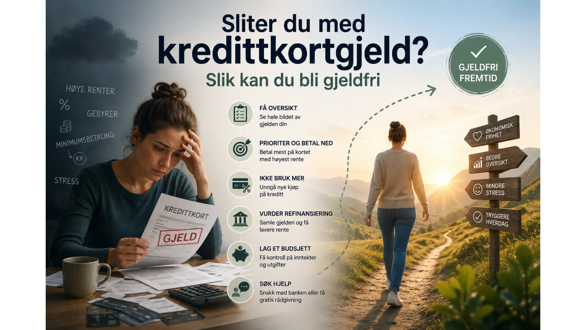 Sliter du med kredittkortgjeld? Slik kan du bli gjeldfri